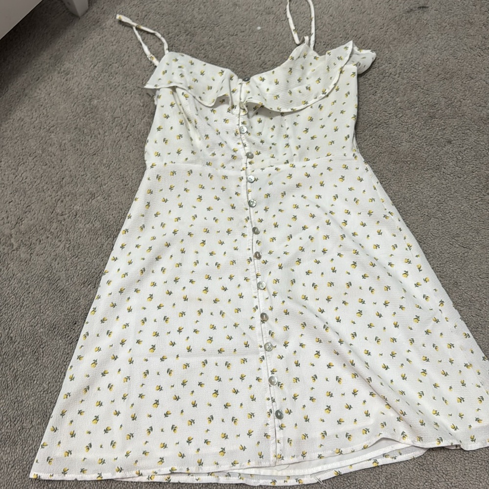 Forever 21 White Floral Button-Down Dress Sz Small 🌼